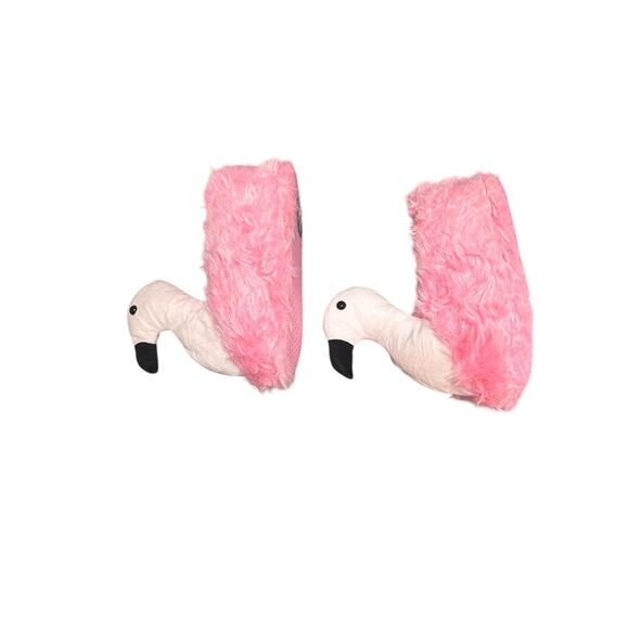 Flamingo Shoes - Funziez!‎ Silver Lilly M Womens Pink Flamingo Slippers Faux Fur Fun NEW
